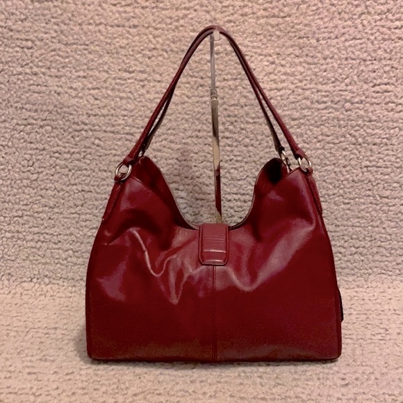 Coach Carlyle Smooth Leather Merlot Shoulder Bag Purse - Picture 6 of 13